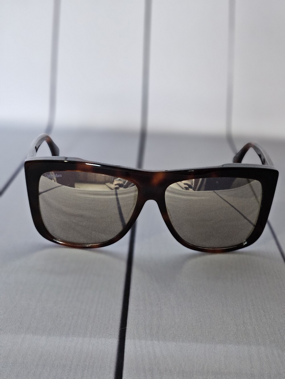 MaxMara MM0066 Lee1 Tortoise Square Sunglasses Gold Mirror Lens w/ Case - Picture 11 of 14